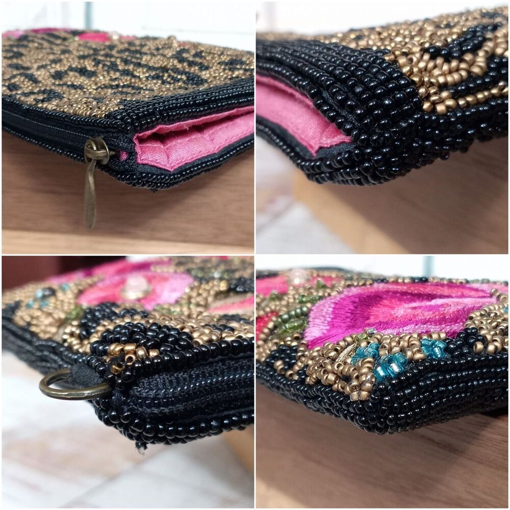 Mary Frances Queen of Everything Hand Beaded Leopard Floral Crossbody Whimsygoth - Picture 10 of 15